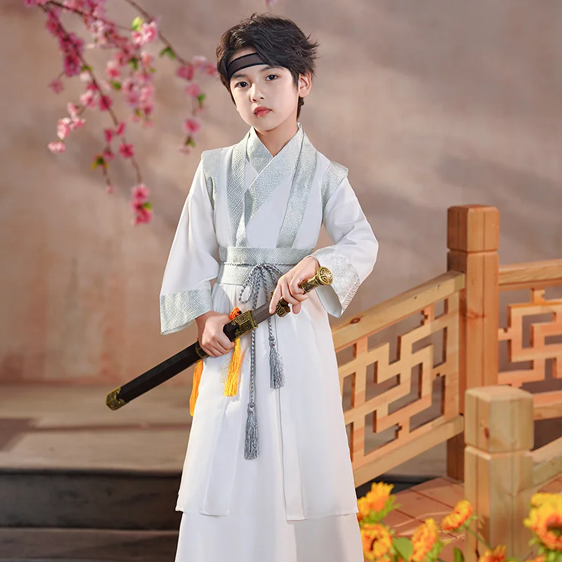 

Chinese Style Tang Clothes, Children's Han Clothes, Boy's Summer Thin Ancient Clothes, Young Master's School Clothes, Childrens
