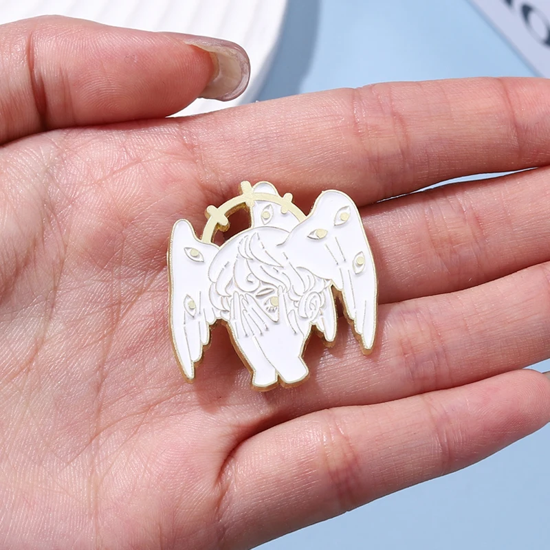 White Angel Enamel Pins Pure Angel Wings Custom Brooches Seraph Lapel Badges Cartoon Funny Jewelry Gift for Kids Friends images - 6