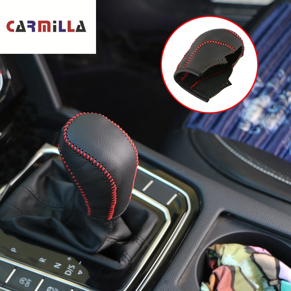 

Leather Car Gear Head Shift Collars Knob Cover Handbrake Covers for VW Golf 6 Jetta Tiguan POLO BORA Passat B7 Tiguan Touran DSG