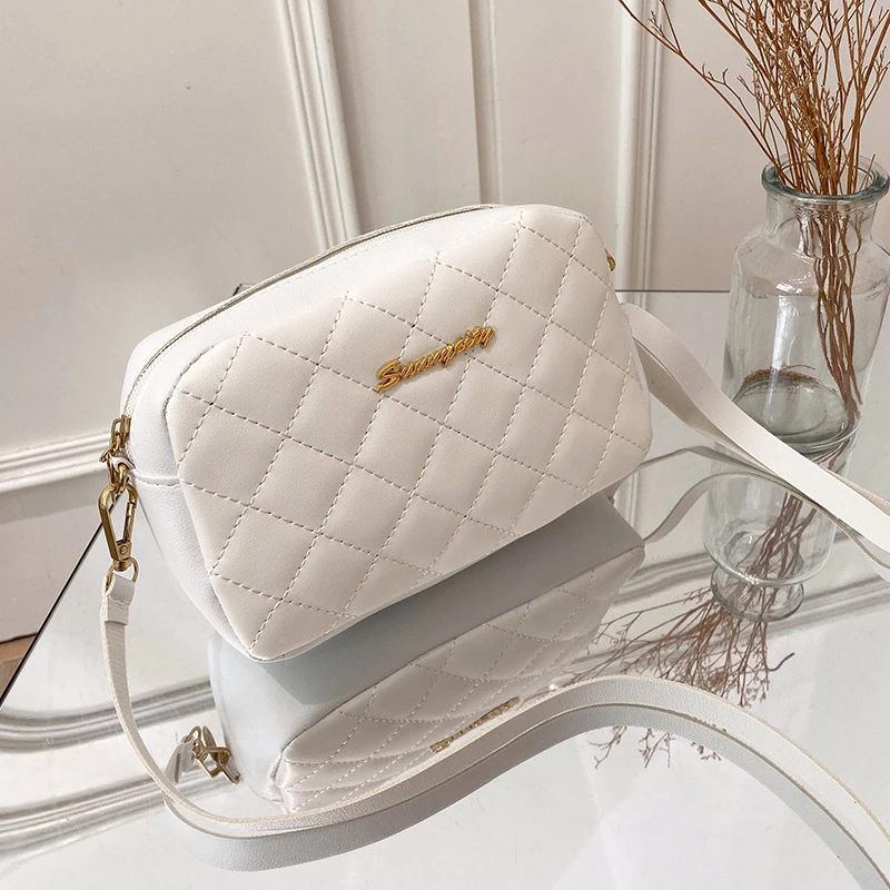 

Small Square Crossbody Bag for Women Purses and Handbags Lingge Embroidery Camera Female Shoulder Bags Fashion Messenger Bags
