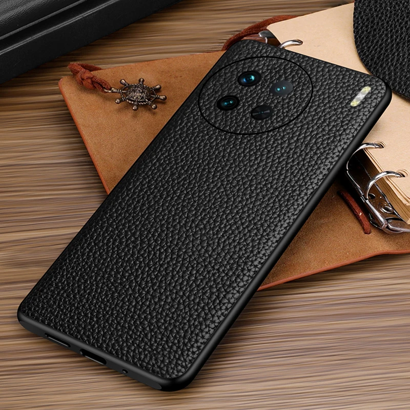 Enlarge Funda for vivo x90Pro plus Genuine Leather Phone Case For vivo X90 X70 X50 X60 Pro plus X80pro Cover Lychee print phone case