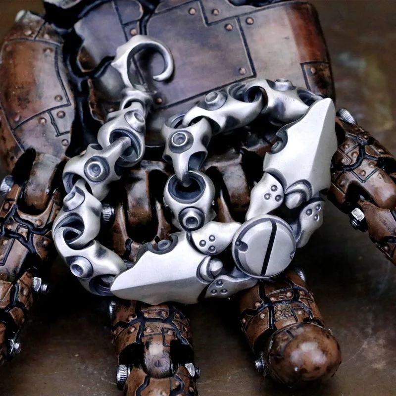

1 шт. Новое поступление, стальной браслет Mecha в стиле ретро, Броня краба, серебряный браслет, креативный подарок, инструменты для повседневно...