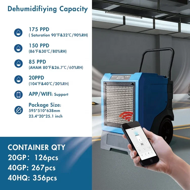 Компактный промышленный осушитель воздуха R32 175 LGR строительная сушилка