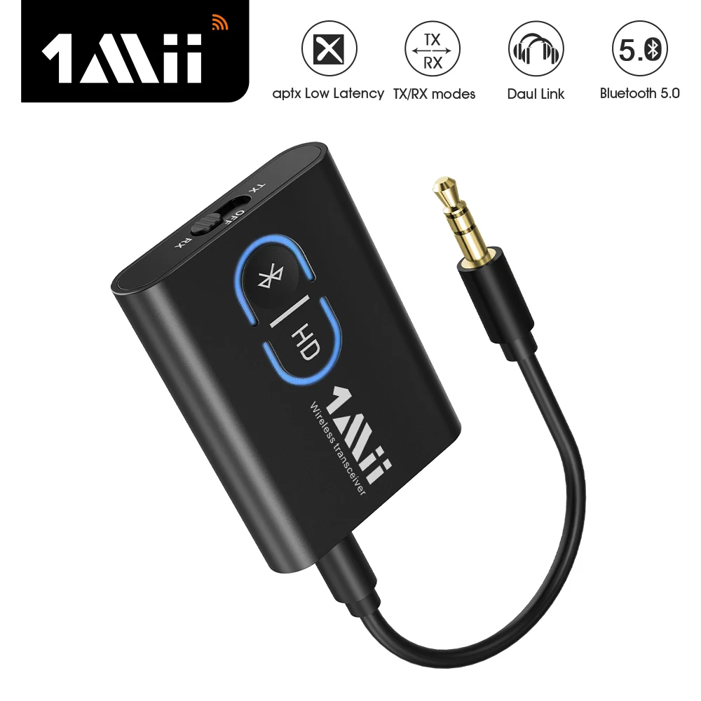 1Mii ML300 Portable Bluetooth-compatible Audio Receiver Transmitter aptX LL HD 280mAH Battery 3.5mm Aux BT Adapter for TV Car PC