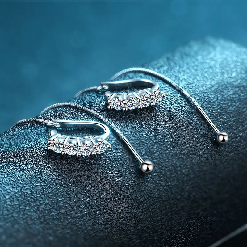 

Женские серьги из стерлингового серебра 925 пробы с роскошным дизайном высокого класса, с защитой от потери ушей, серьги-клипсы с бриллиантами Mosan