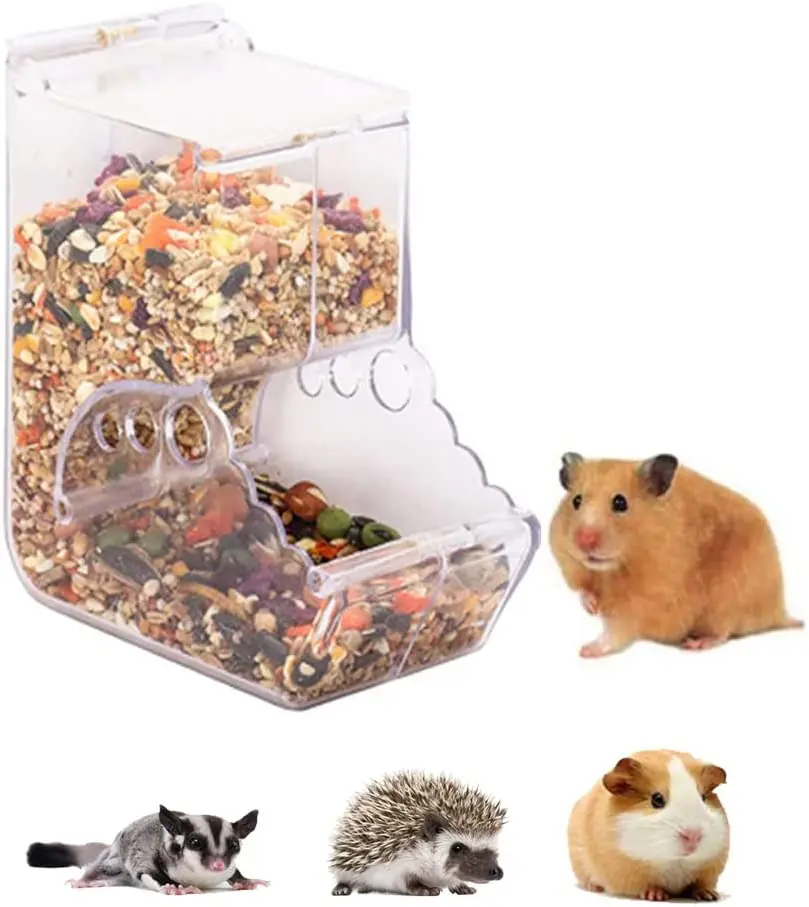 

Hamster Feeder Bin Feeder with Bracket Automatic Bottle Dispenser with Holder for Pigeon Parrots Mini Hedgehog Hamster