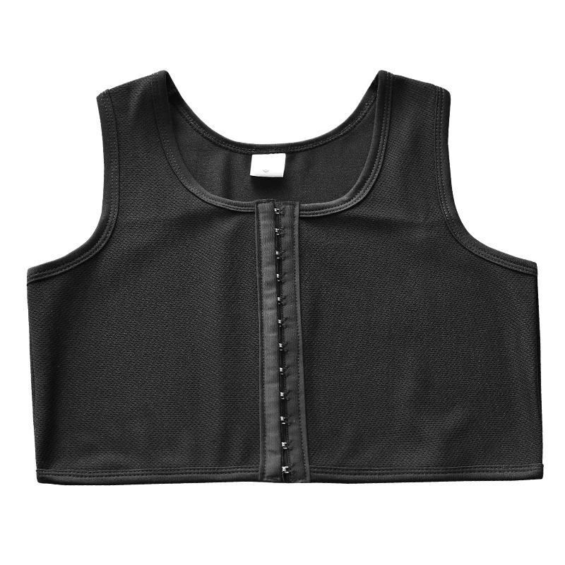 HaleyChan Women's Breathable Plus Siz Chest Binder Tomboy Trans Lesbian FTM Transgender Mesh Middle Hooks Crop Top Women Corset