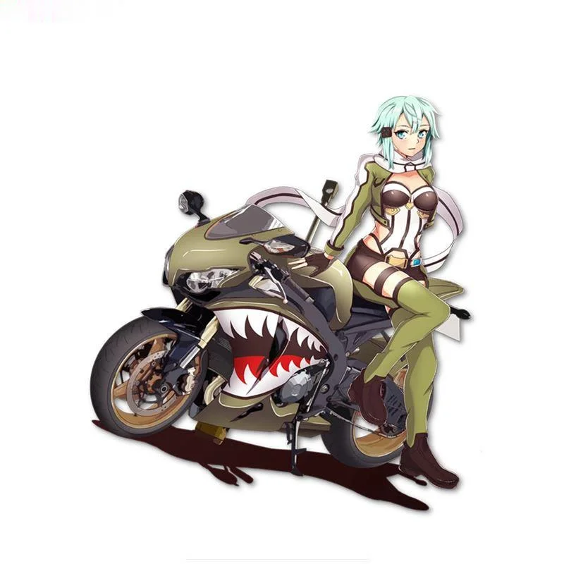 

Anime Cute Beautiful Girl Motorcycle Cartoon Car Sticker PVC Body Window Exterior Accessories Laptop Decoration Auto Decal