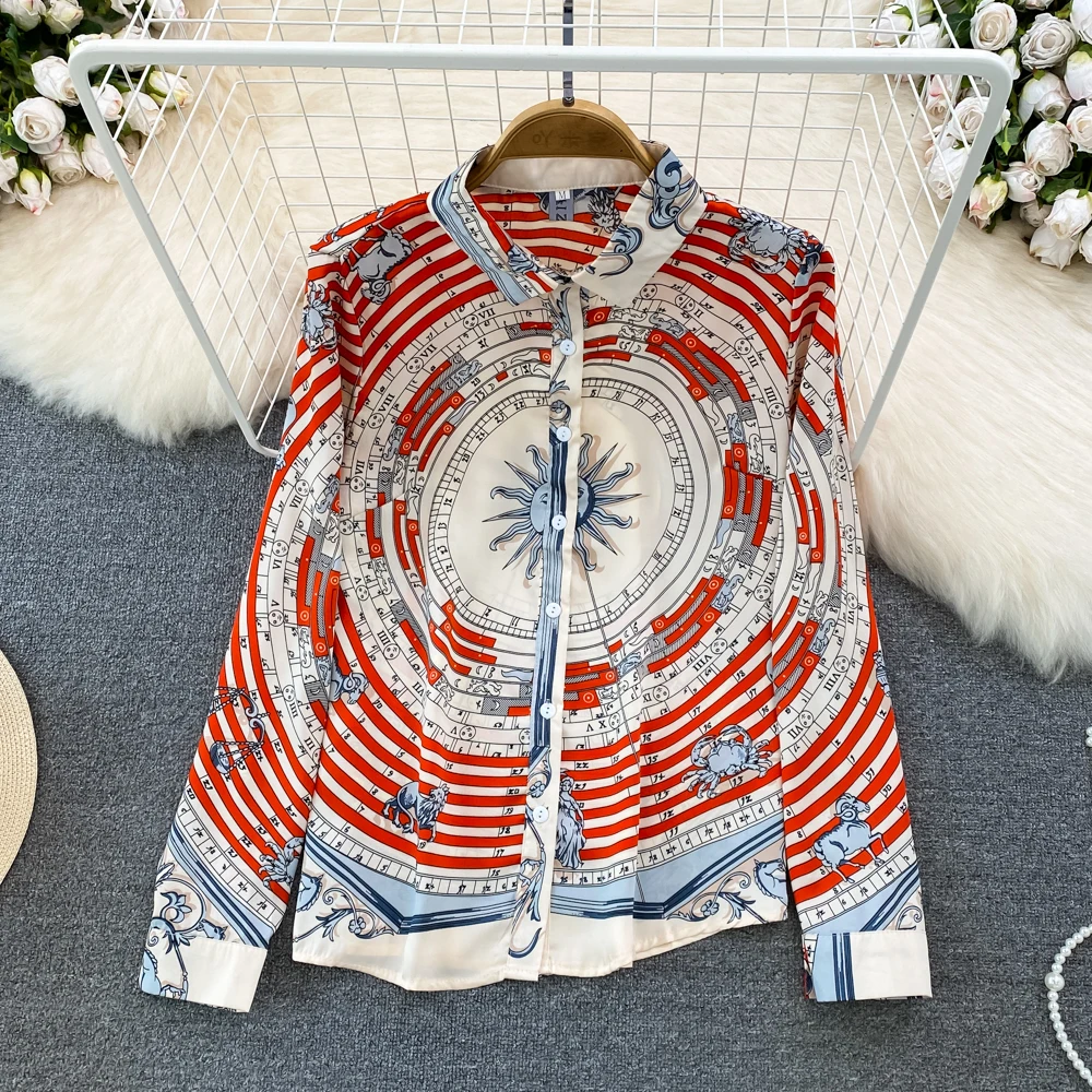 

VANOVICH Spring and Summer 2023 New European and American Style Fashion Loose Long-sleeved Single-breasted Printed Casual Shirts