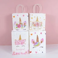 4pcs cartoon unicorn package paper candy gift bags unicorn birthday party decorations girls baby shower event party supplies