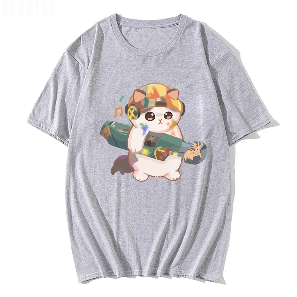 

Футболка Mewrez с изображением кота, валоранта для мужчин и женщин, удивленный Пингвин из чистого хлопка, летняя футболка унисекс большого раз...