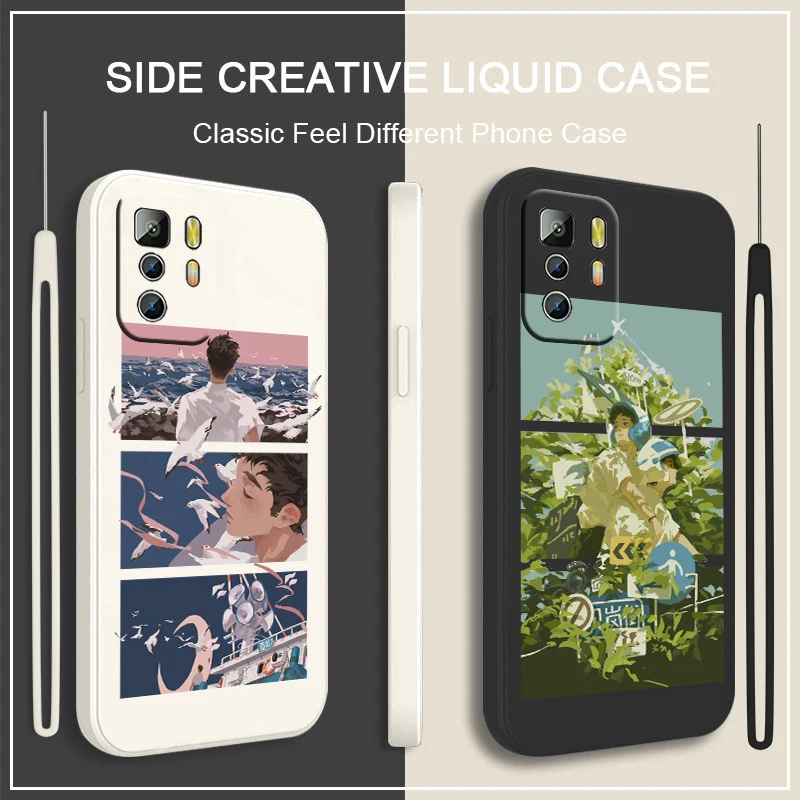 

Stylish handsome depressed boy Phone Case For Xiaomi Redmi Note 11 11S 11T 10S 10 9S 9T 9 8T 8 Pro Plus 5G Liquid Rope Cover
