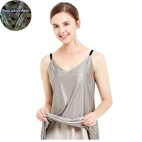 100 silver fiber conductive slip dress emfemirf blocking faraday fabric anti radiation stretchy maternity clothes
