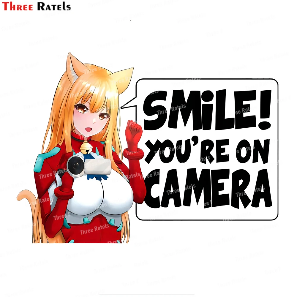 

Three Ratels J425 Eris Smile You are On Camera Stickers And Decals For Laptop Luggage Skateboard Decoration