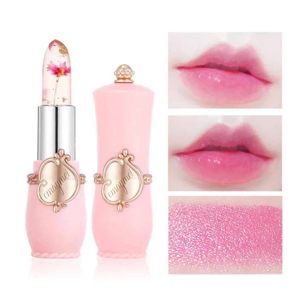 

6Pcs Crystal Jelly Lip Balm Lipstick Flower Lipstick Set Free Shipping Wholesale Lip Balm Pink Moisturizing Lip Care
