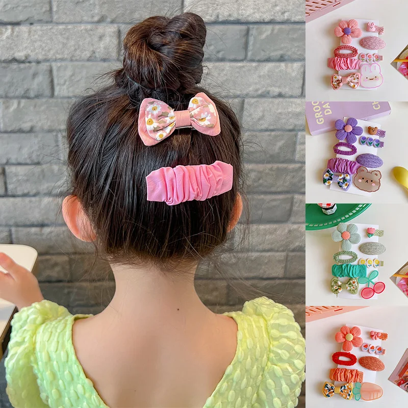 

Детские заколки для волос 8 шт./компл., детские заколки для волос ручной работы, милые аксессуары для волос для девочек-подростков, тканевые з...