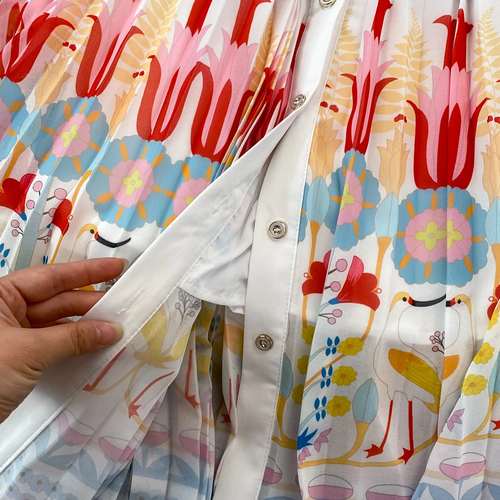 Женское шифоновое Плиссированное Платье однобортное пляжное платье с