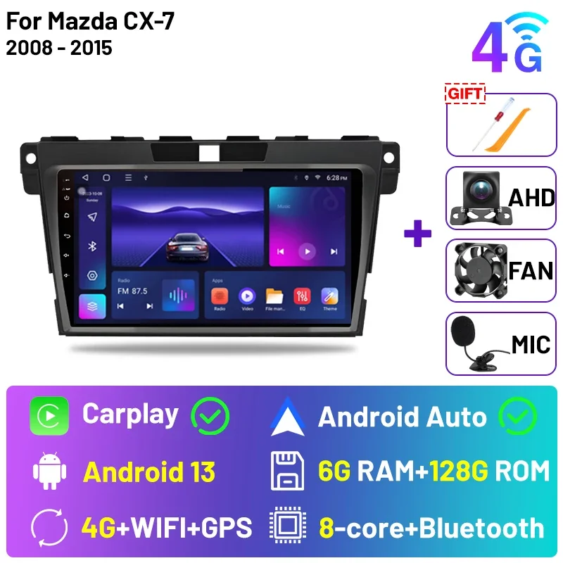 

Беспроводное радио CarPlay Android Auto для Mazda CX-7 CX7 2008-2015 4G WIFI DVD Автомобильный мультимедийный видеоплеер GPS 2din BT Авторадио