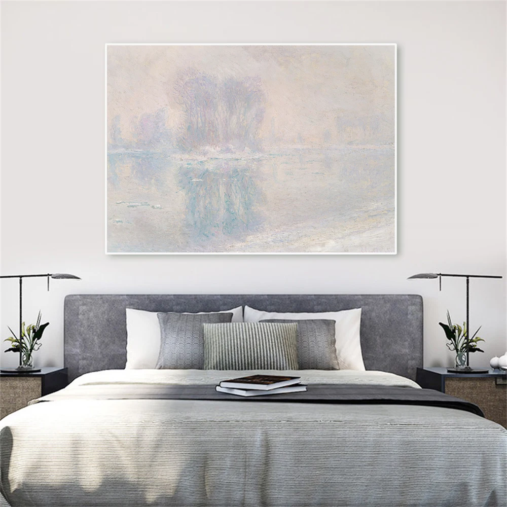 

Monet Ice Floes Vintage Exhibition Poster Prints on Canvas Wall Art for Living Room Pop Art Home Decoration Frameless Painting
