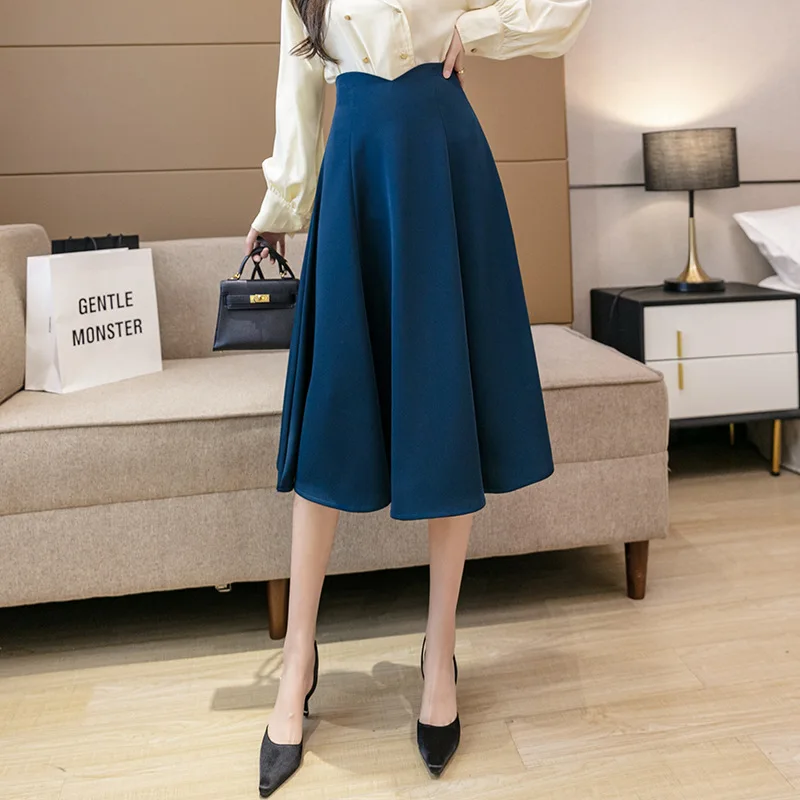

Skirts 2022 Spring And Summer New Minority Occupation Over Knee High Waist Thin Medium And Long A-line Umbrella Skirt