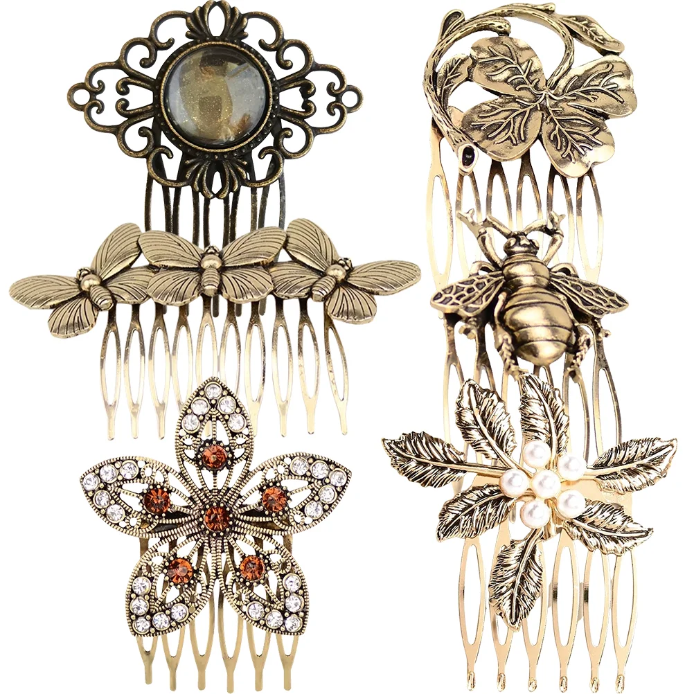 

6 Pcs Retro Diamonds Hair Comb Girl Headdress Bride Dense Alloy Bridal Accessories The