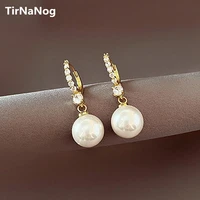classic luxury fashion imitation pearl earring contracted personality rounded zircon earrings women jewelry party present