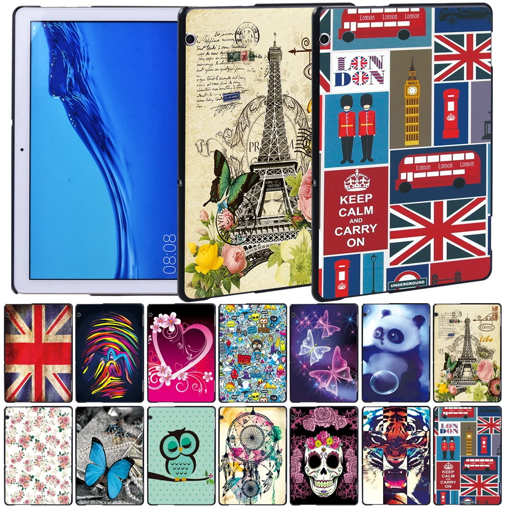 

For Huawei MediaPad M5 Lite 10.1"/M5 10.8"/T5 10 10.1"/MediaPad T3 8.0"/T3 10 9.6"/M5 Lite 8 Fashion Pattern Plastic Back Case