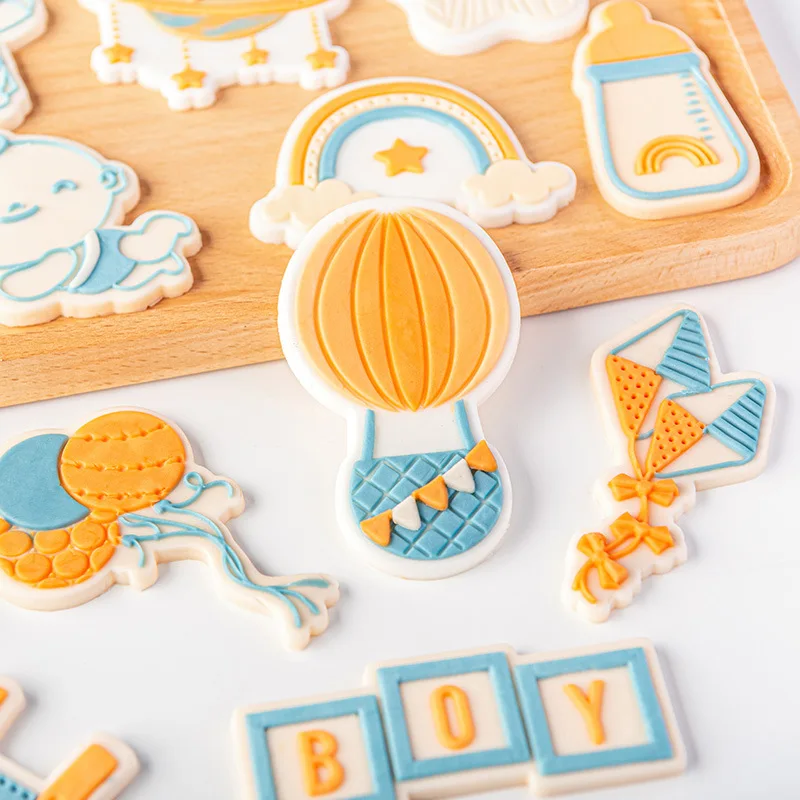 

Cartoon boy's sugar cookie mold baby's first birthday banquet dessert table cake decoration impression baking tool