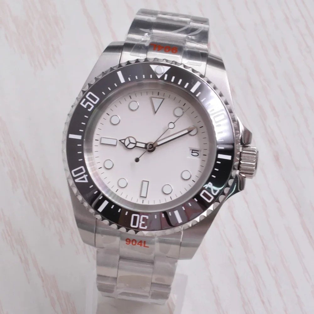 44 мм индивидуальный логотип NH35 Механизм Белый стерильный циферблат Керамический