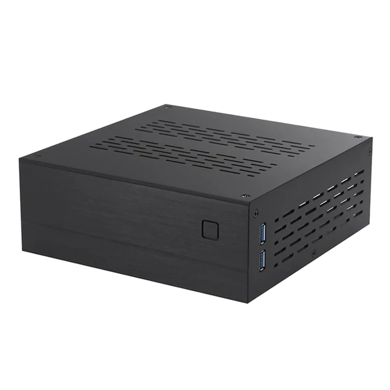 A01 Case HTPC Horizontal Computer Case ITX Mini Case Industrial Control Case Black Chassis Aluminum Upper Cover