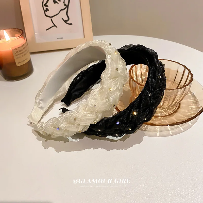 

Diamond Studded Star Point Fried Dough Twist Organza Headband French Rococo Temperament Fashion Small, Fresh And Versat
