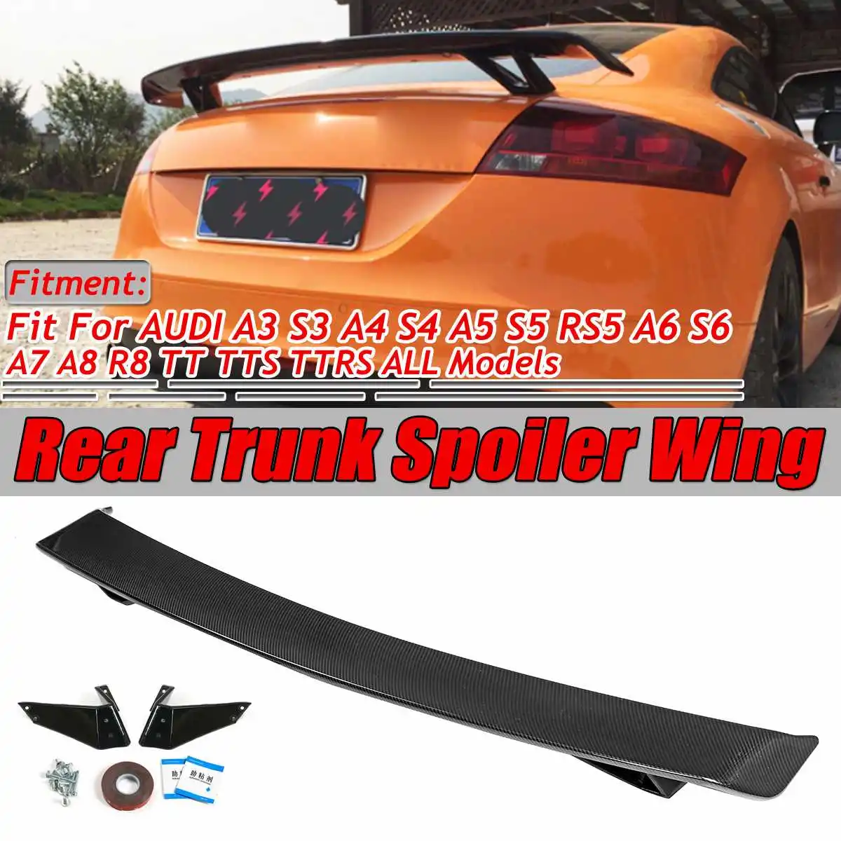 

Type R Style Car Rear Trunk Spoiler Wing Wxtension Lip For Audi A3 S3 A4 S4 A5 S5 RS5 A6 S6 A7 A8 R8 TT TTS TTRS Rear Wing Lip