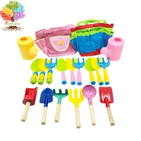 treeyear kid%e2%80%99s garden tool set with child safe shovel rake fork gloves watering can and canvas tote mini gardening