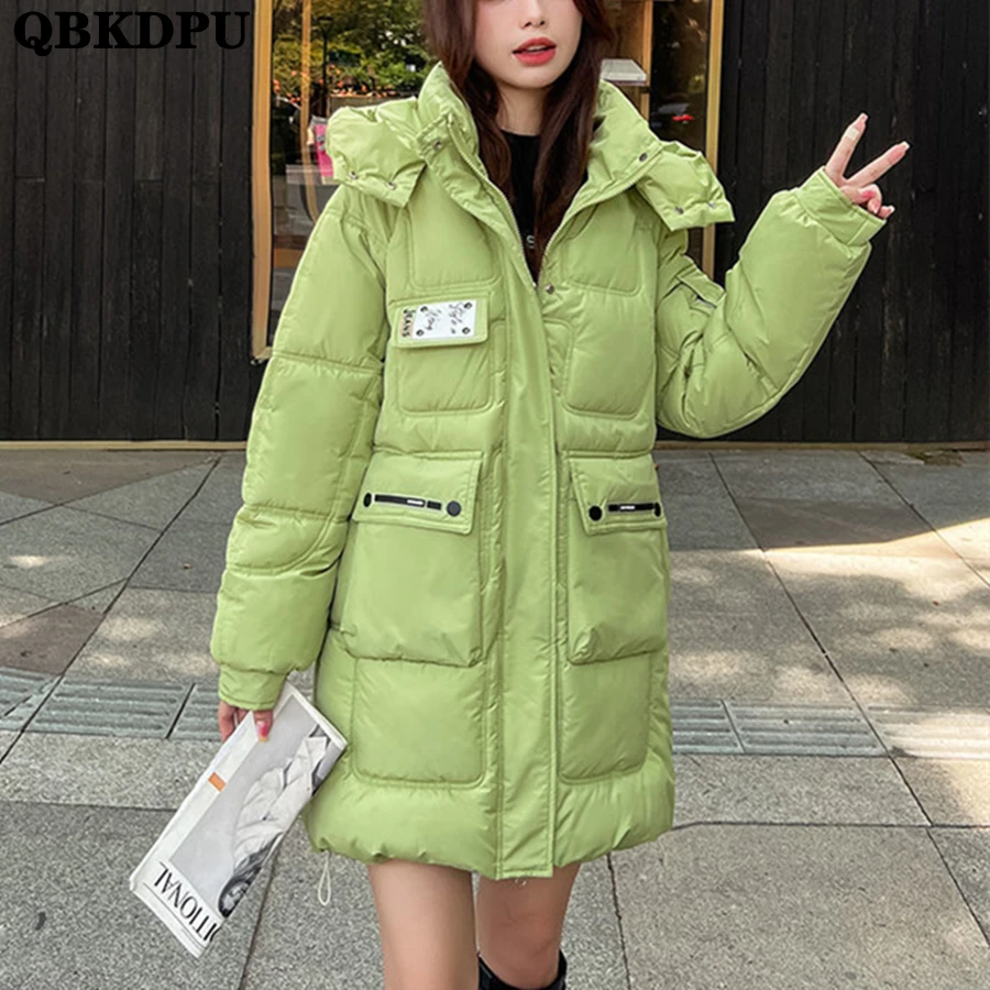 

Зимнее теплое пушистое пальто средней длины с хлопковой подкладкой, женские толстые парки, свободная зимняя одежда, верхняя одежда, корейск...