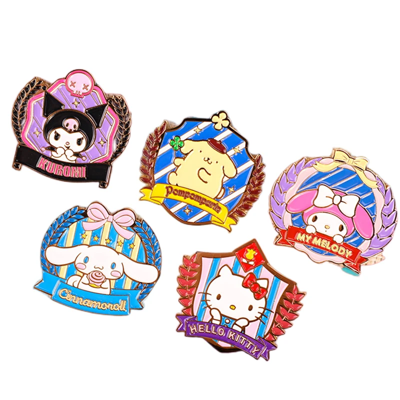 

Anime Metal Badge Cinnamoroll Kuromi Cartoon Character College Style Commemorative Badge