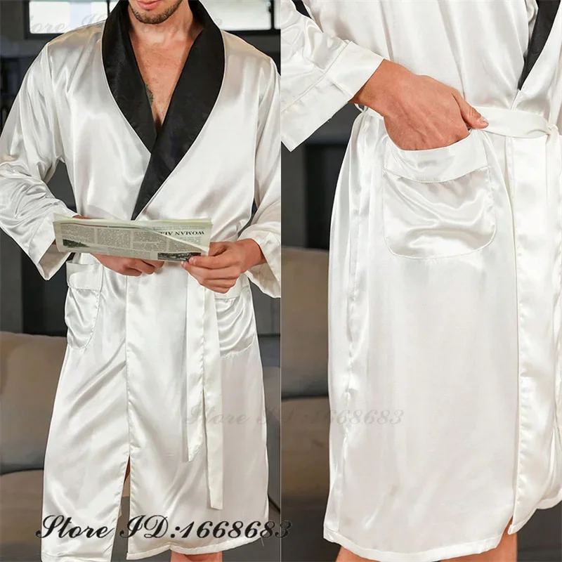 Новый мужской халат с карманом весна-лето мужская одежда для сна кимоно
