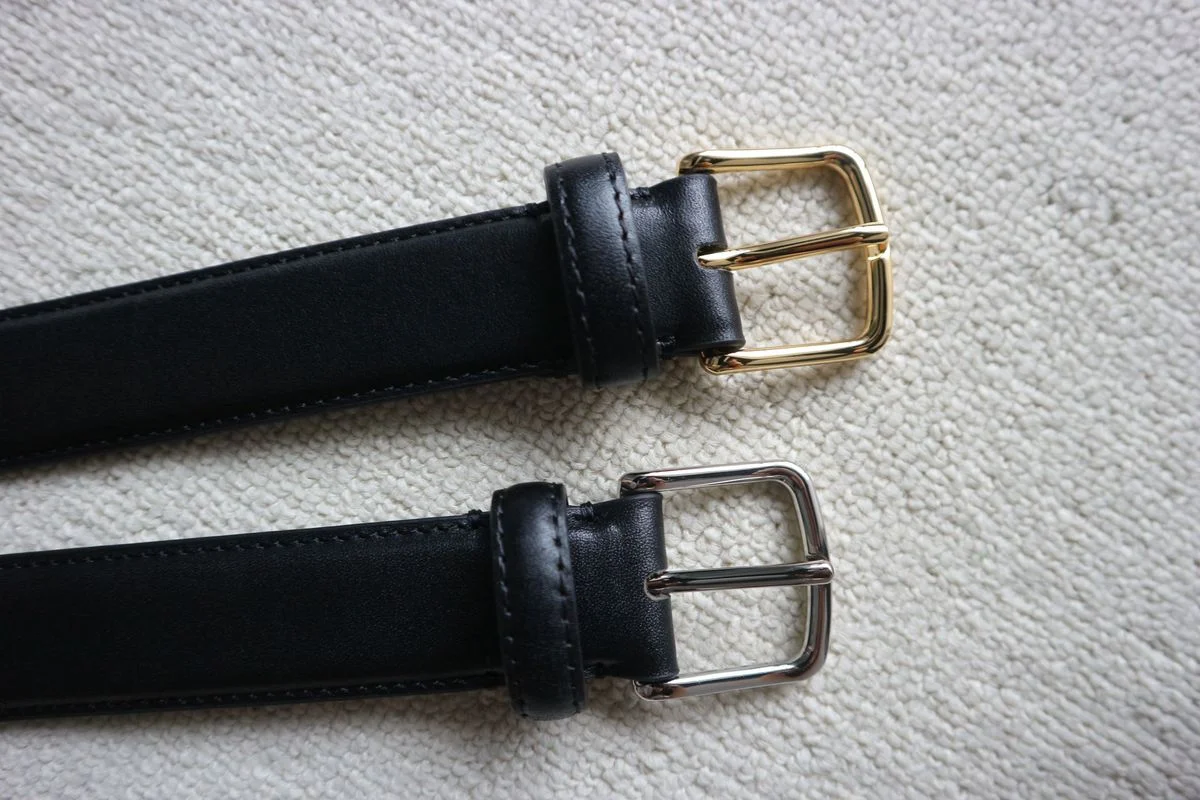2022 Autumn Minimalist Unisex Trendy Classic Metal Head Leather Black Belt for Women