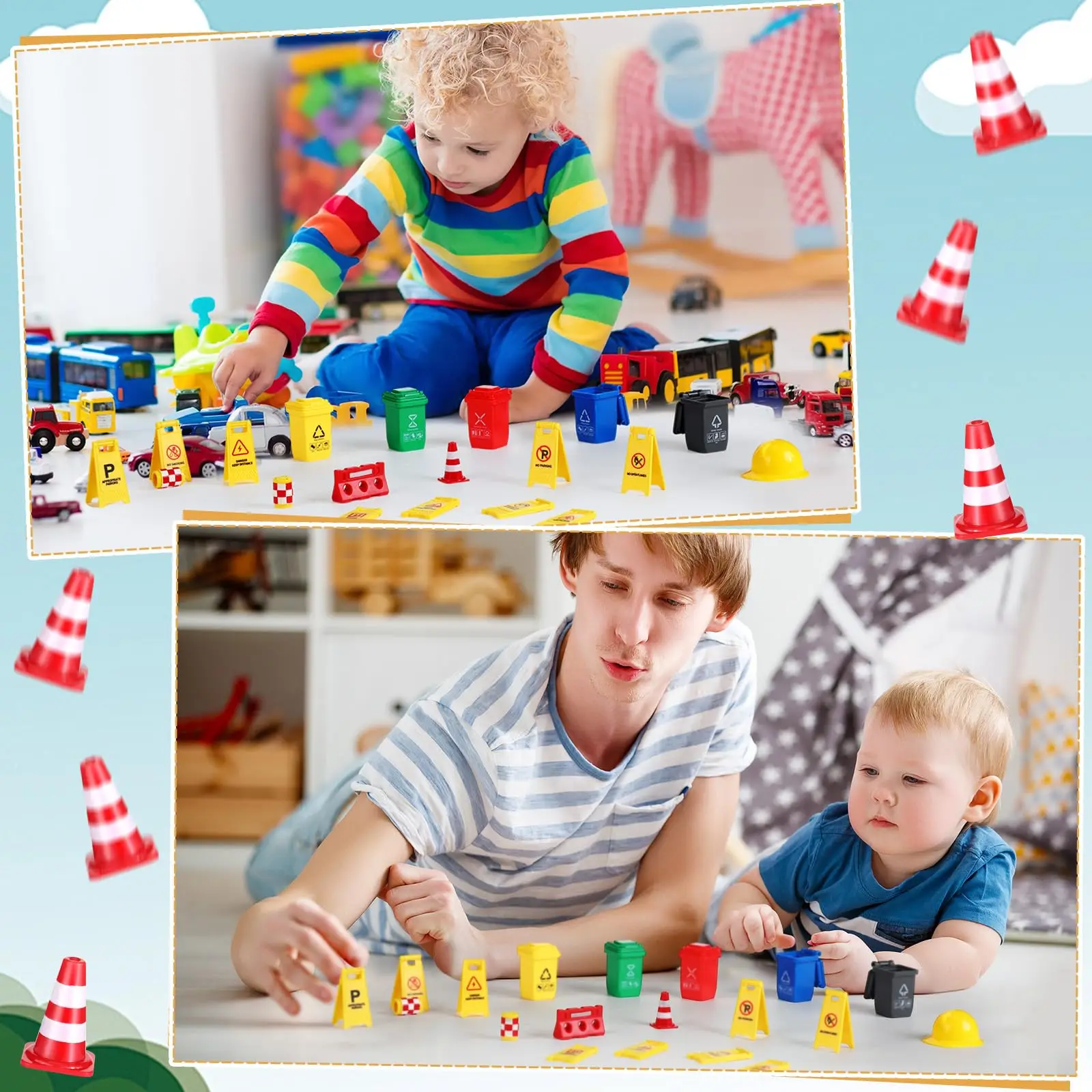 Мини дорожные знаки уличные игровой набор строительный дорожный конус табличка