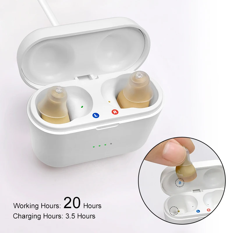 

Rechargeable Hearing Aids Invisible Mini Sound Amplifier Digital High Power Hearing Aid Moderate to Severe Loss Hearing Loss