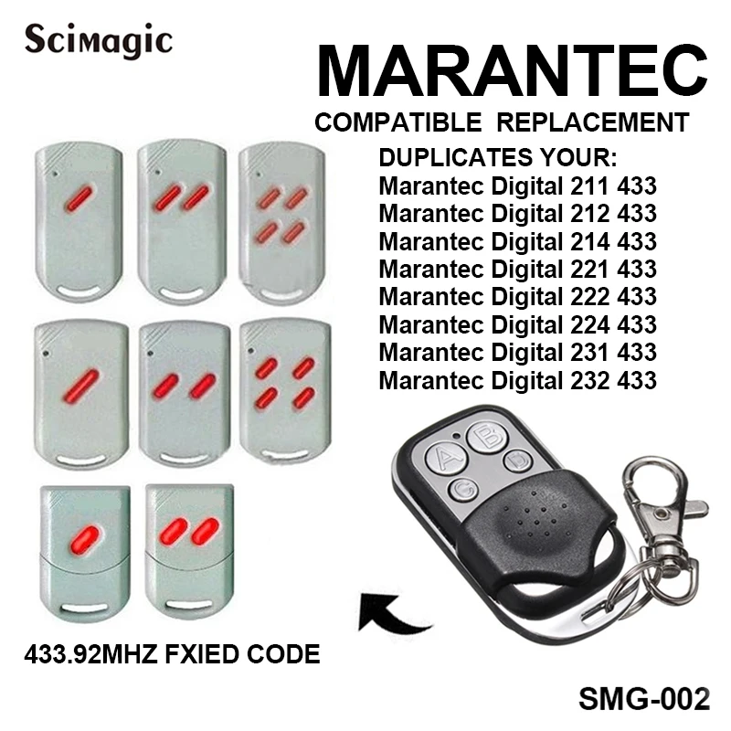 

Пульт MARANTEC Digital 211/212/214/221/222/224/382/384/232 пульт дистанционного управления дверью гаража с фиксированным кодом 433,92 МГц передатчик