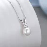 925 silver bow collarbone chain women flawless freshwater pearl 100% moissanite necklace jewelry gift for women