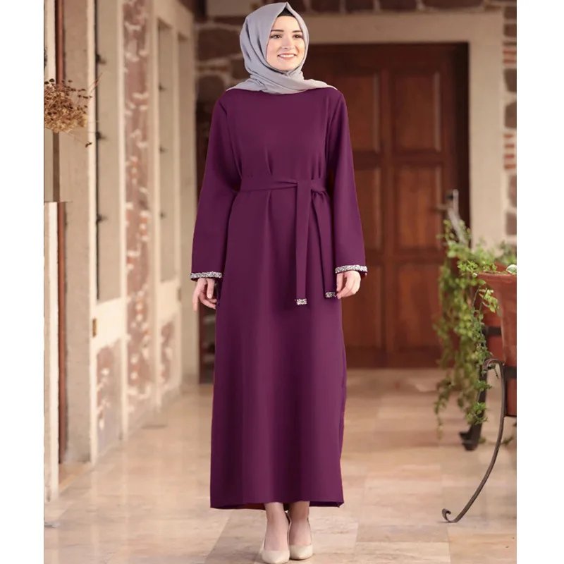 Turkish Abaya Muslim Women Long Sleeve Maxi Dress Vintage Kaftan Dubai Ramadan Traditional Islamic Arab Robe Jalabiya Solid Colo