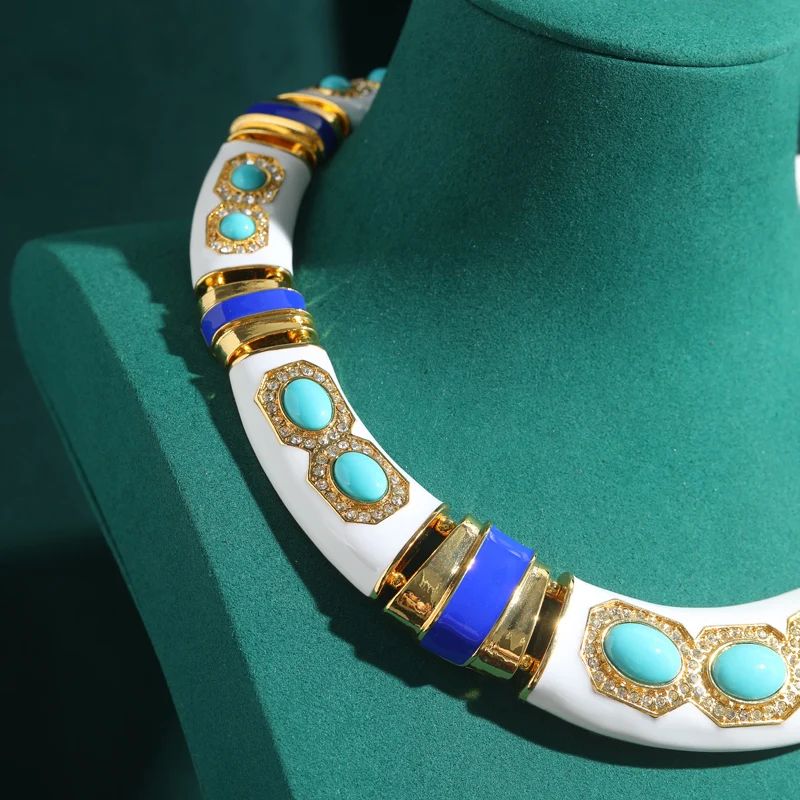 Древний египетский синий и белый каменный воротник Torquse в форме яйца антикварные