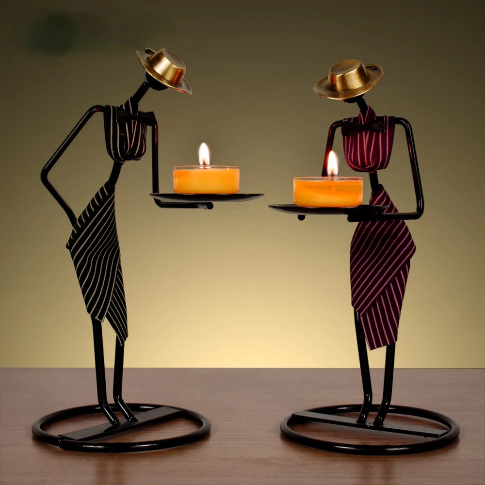 

Creative Waiter Candle Holder Metal Character Candle Holder Western Etiquette Restaurant Wedding Home Decoration Ornaments