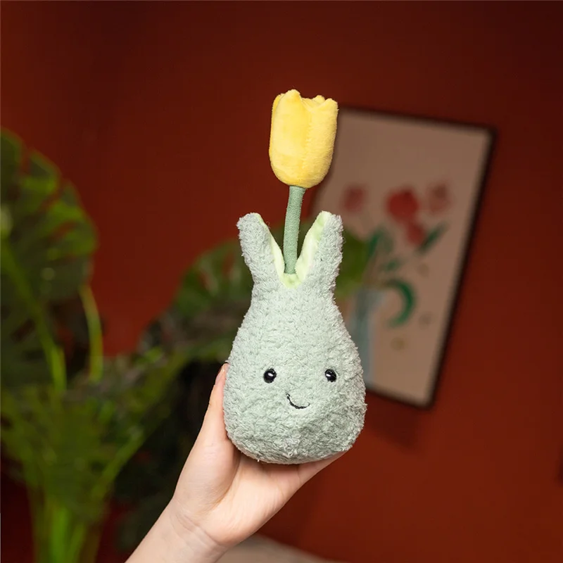 

22cm High Quality Stuffed Soft Cartoon Tulip Potting Plush Toys Nice Present Plant For Girl Home Decor Surprise Gift