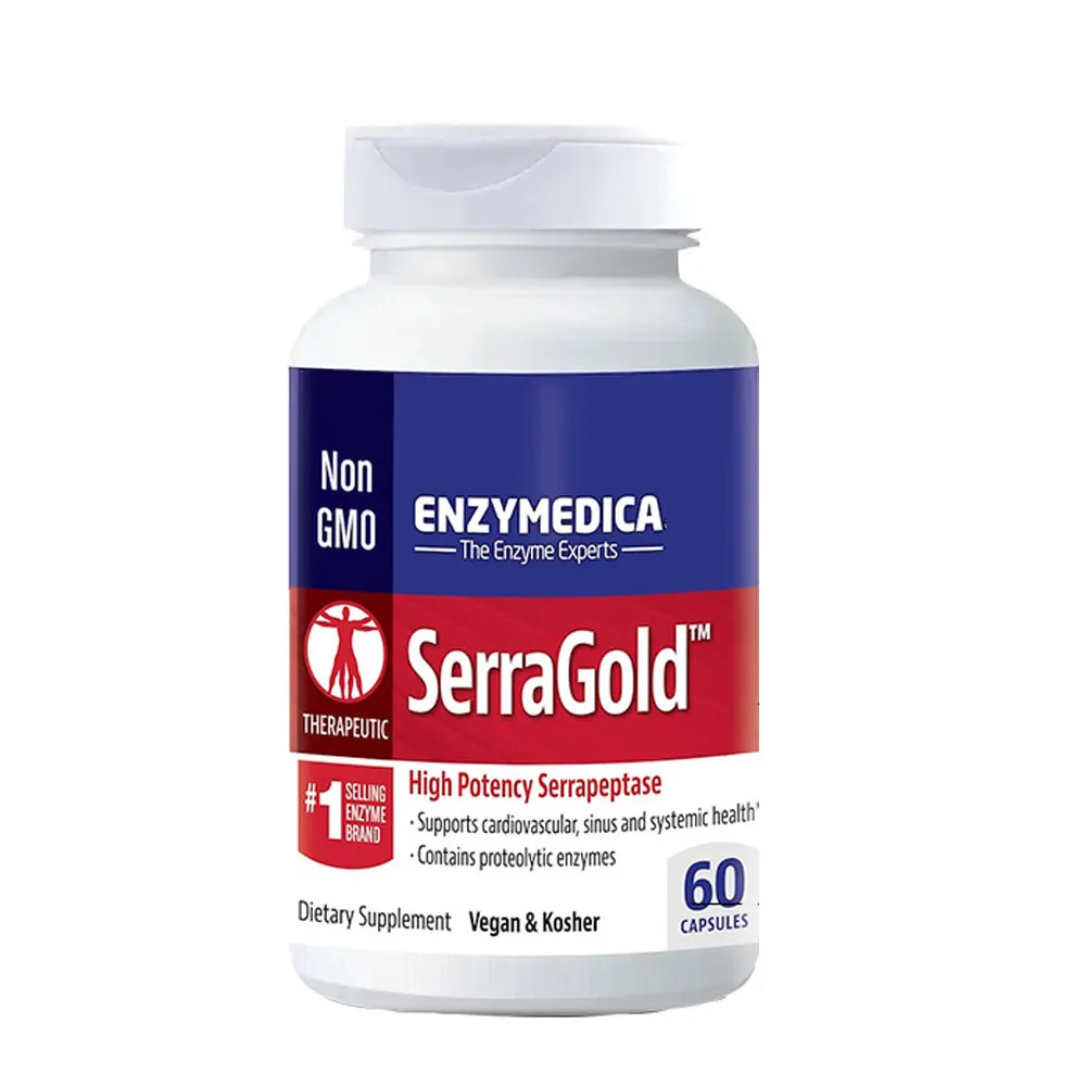

Enzymedica SerraGold High Potency Serrapeptase 100.000 SPU support mobility, immune function CV sinus health 60 Caps