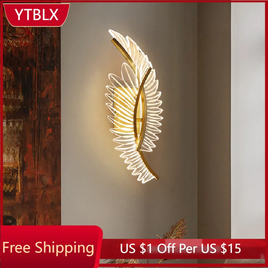 

IWP Nordic Copper Wall Lamp Interior Decor Wing Sconce Creative Angel Wall Light For Aisle Dining Living Room Bedroom Stair Bar