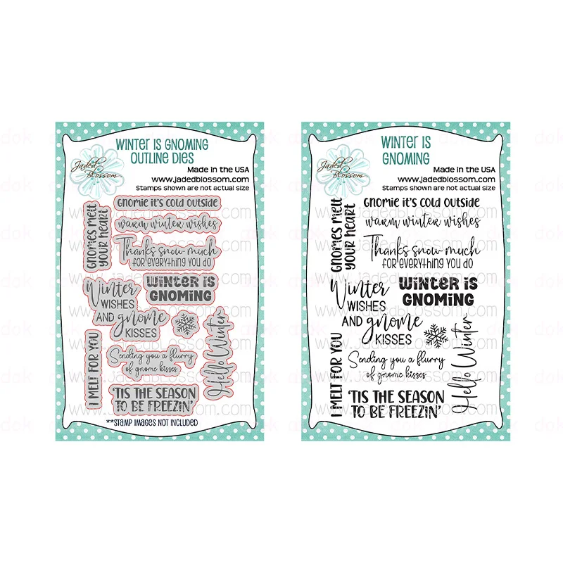 

Winter Is Gnoming Outline Clear Stamps and Metal Cutting Dies Sets for DIY Craft Making Greeting Card Scrapbooking Decoration