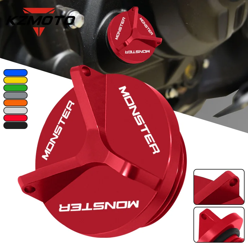 

For Ducati MONSTER 696 796 797 821 1200 1200S 1100 EVO Motorcycle Aluminum Engine Plug Cover Oil Filler Cap Screws Monster Logo