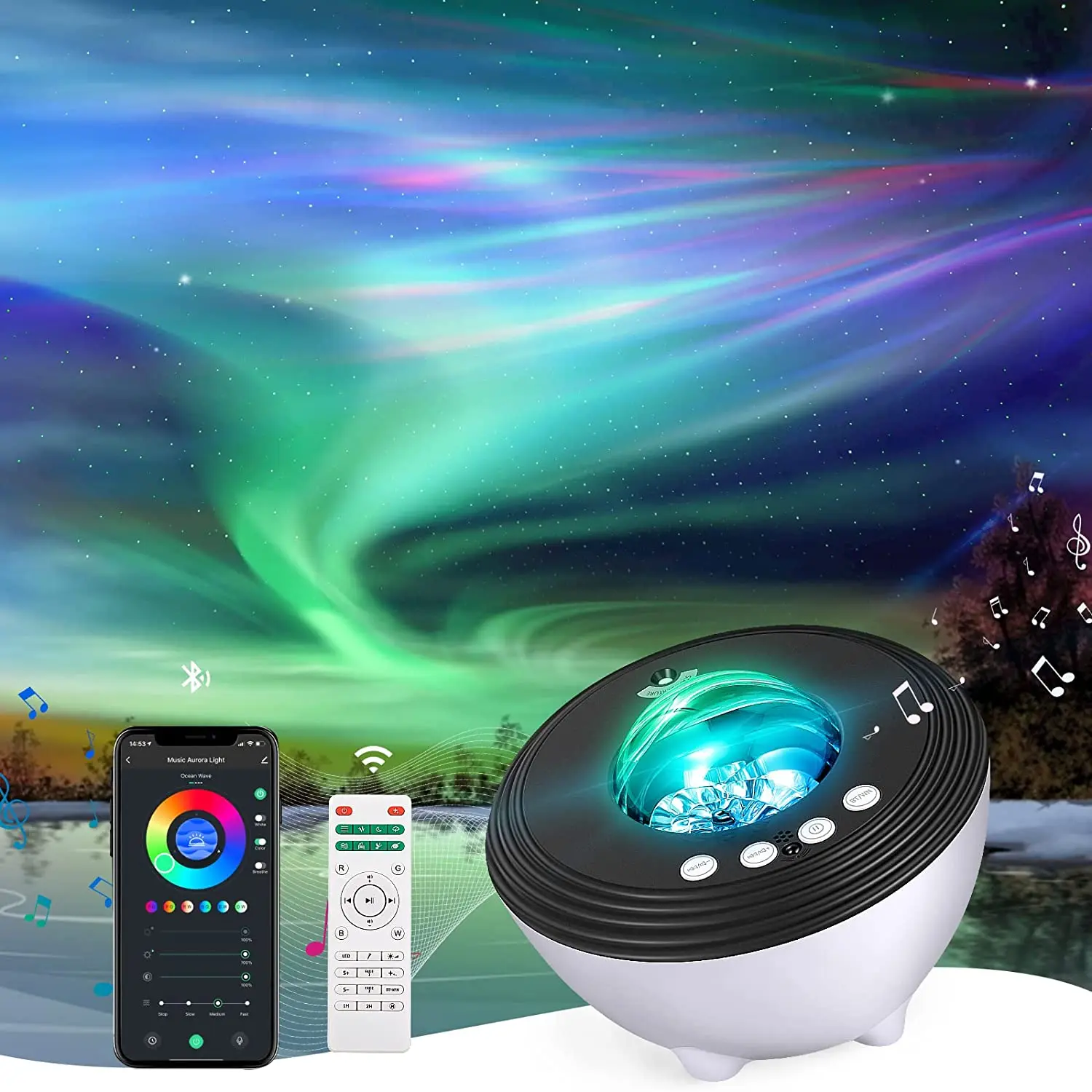 Smart WiFi Voice LED Night Light Starry Aurora Galaxy Projector Night Lamp with Alexa APP Control for Kids Adult Live Room Decor